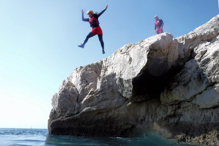 An Algarve guest leaping to clear Atlantic waters below