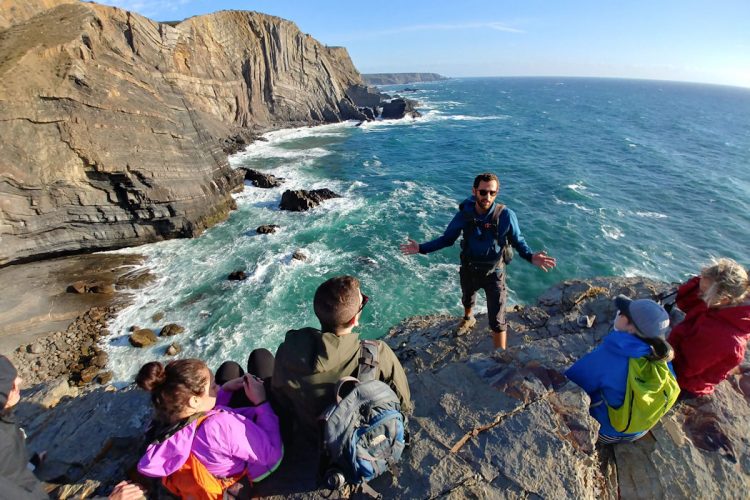 A guided coasteering tour along the coastline near Sagres