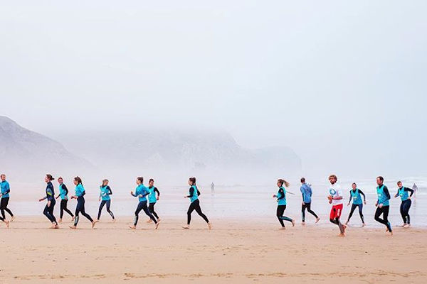 Warming up at an Algarve surf camp