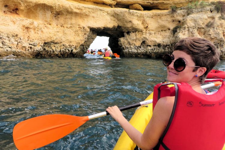 An Algarve kayaker exploring the stunning coast at Ponta da Piedade