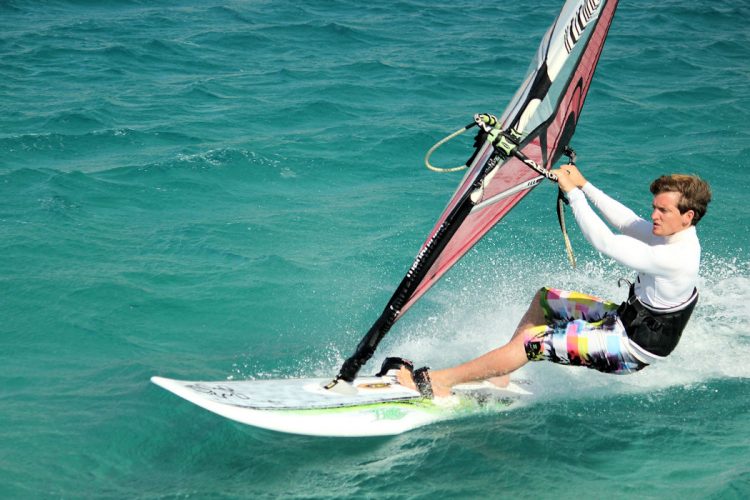 A guest windsurfing stylishly on the Atlantic Ocean