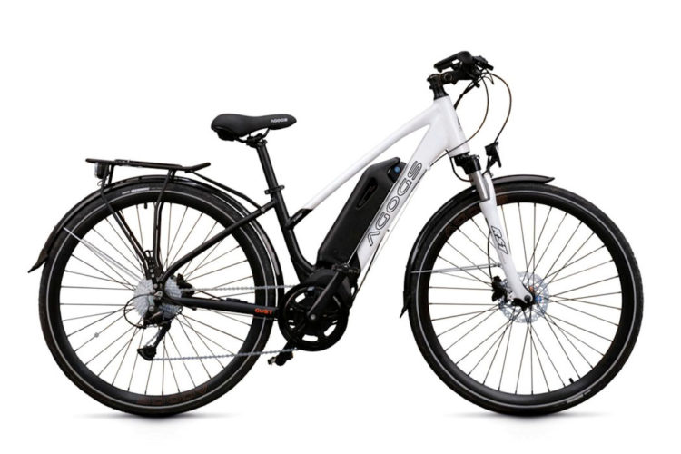 A new, sturdy black and white electric bike on a white background